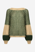 Liana Knit Sweater, Beige/Bottle Green