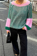 Liana Knit Sweater, Green Bubblegum