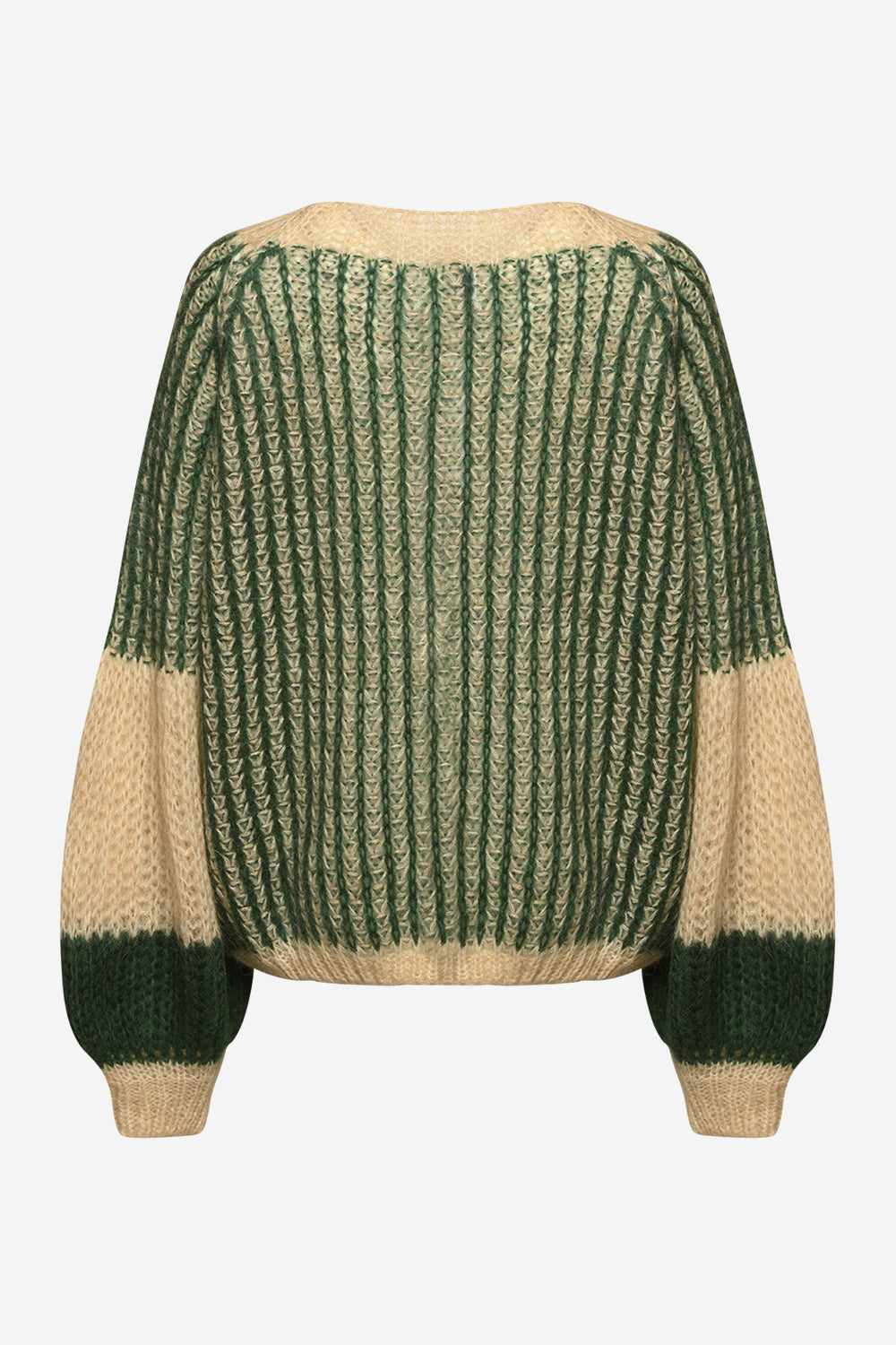Liana Knit Sweater, Beige/Bottle Green