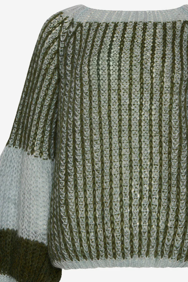 Liana Knit Sweater, Light Blue/Army