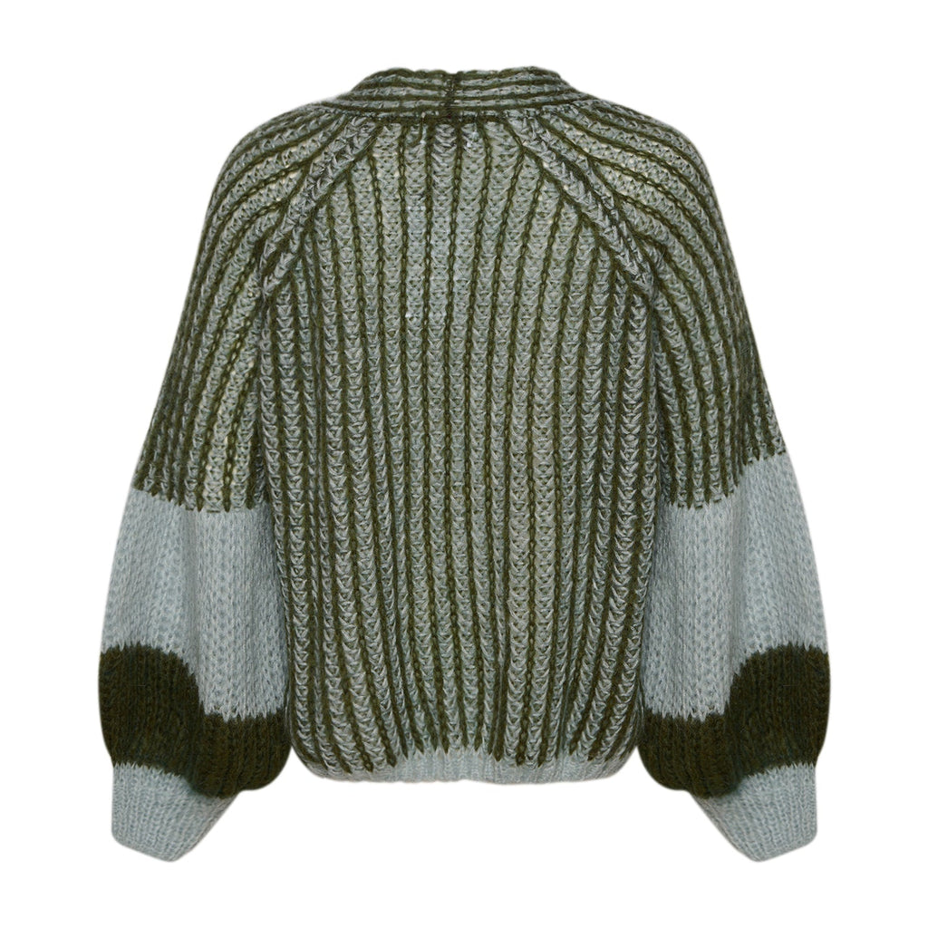 Liana Knit Sweater, Light Blue/Army
