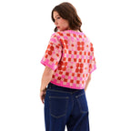 Lucky Flower Checkerboard Jumper, Pink
