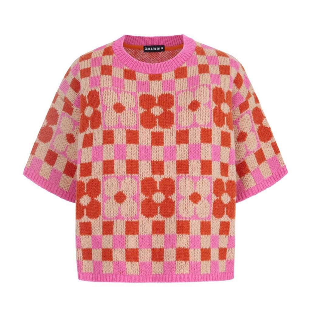 Lucky Flower Checkerboard Jumper, Pink