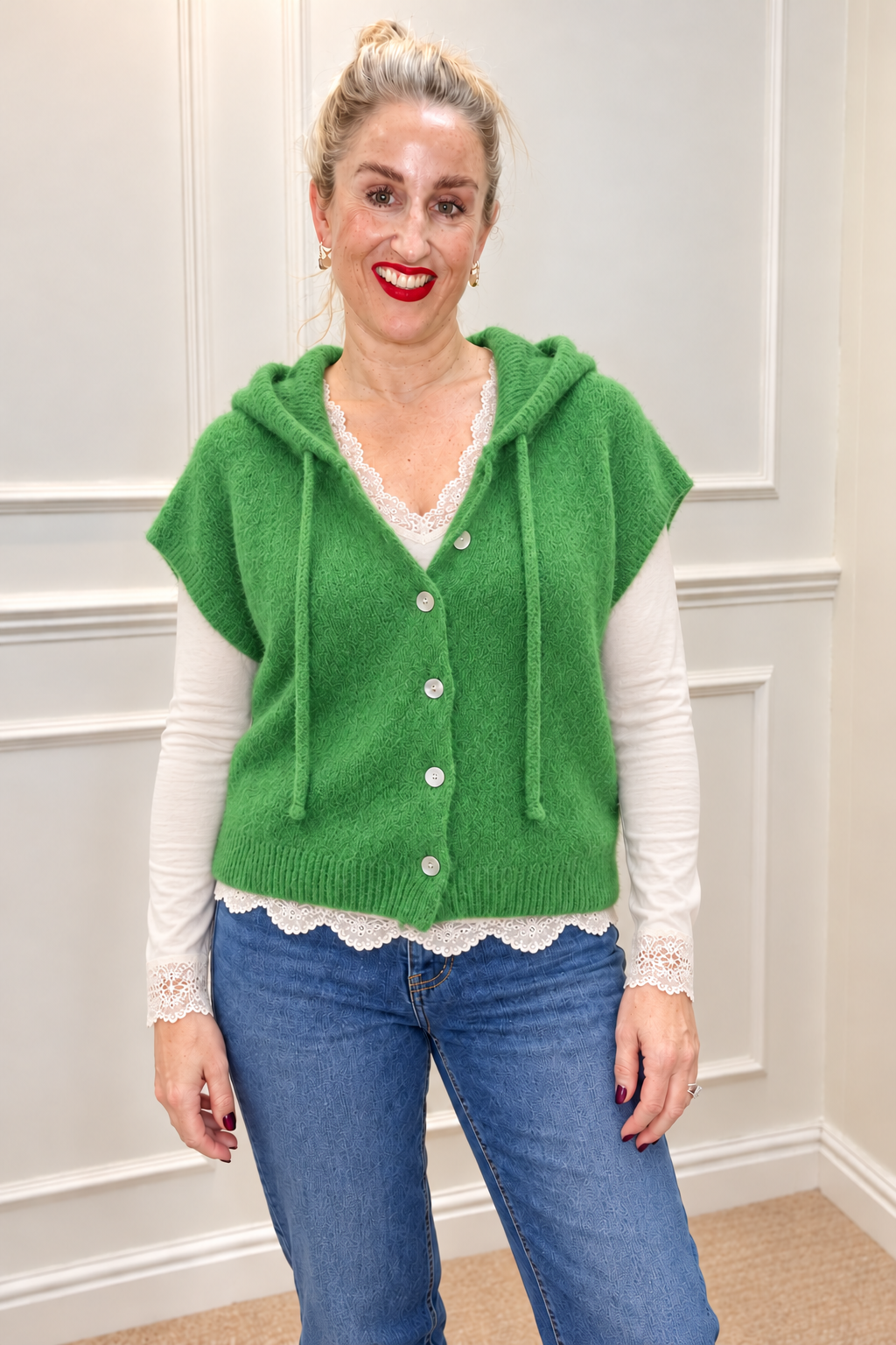 Luxe Hooded Gilet, Forever Green