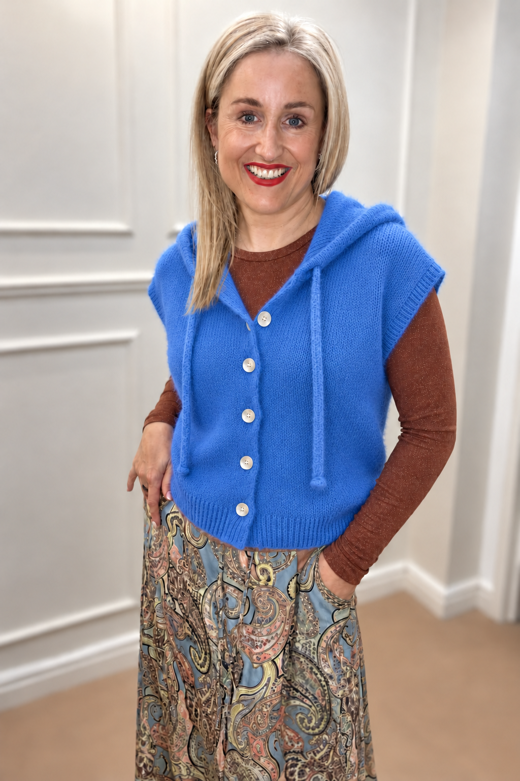 Luxe Hooded Gilet, Boosted Blue