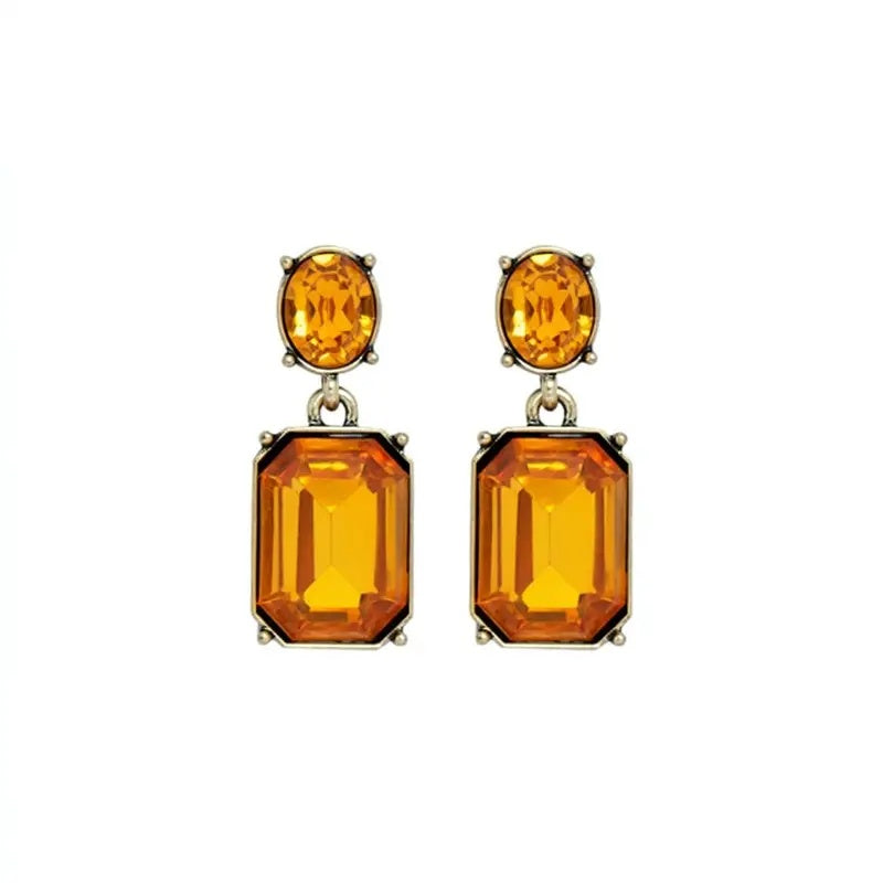 Oval Twin Gem Post Earring, Marigold