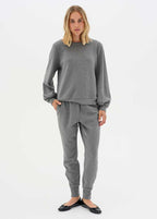 MEW 23 The Sweat Blouse, Dark Grey Melange - lifestyle full body