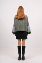 Liana Knit Sweater, Light Blue/Army