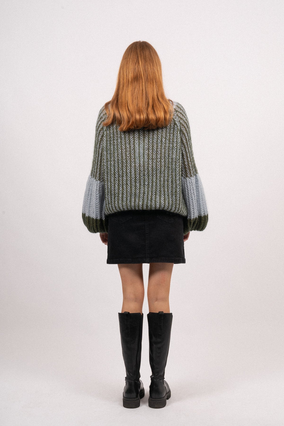 Liana Knit Sweater, Light Blue/Army