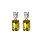 Oval Twin Gem Post Earring, Olive & Clear