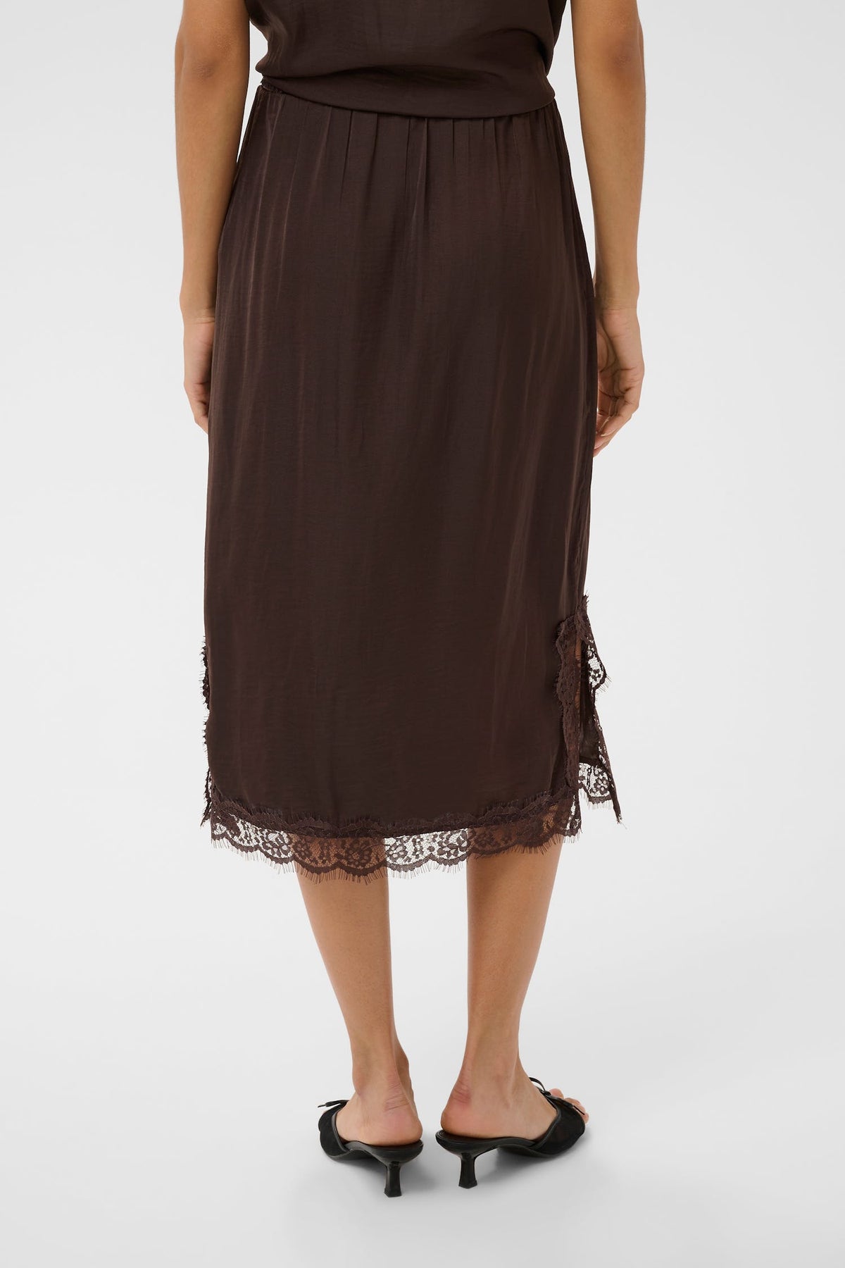 Pigao Skirt in Dark Oak, back view showing the elasticated waist