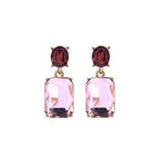 Oval Twin Gem Post Earring, Pink & Burgundy