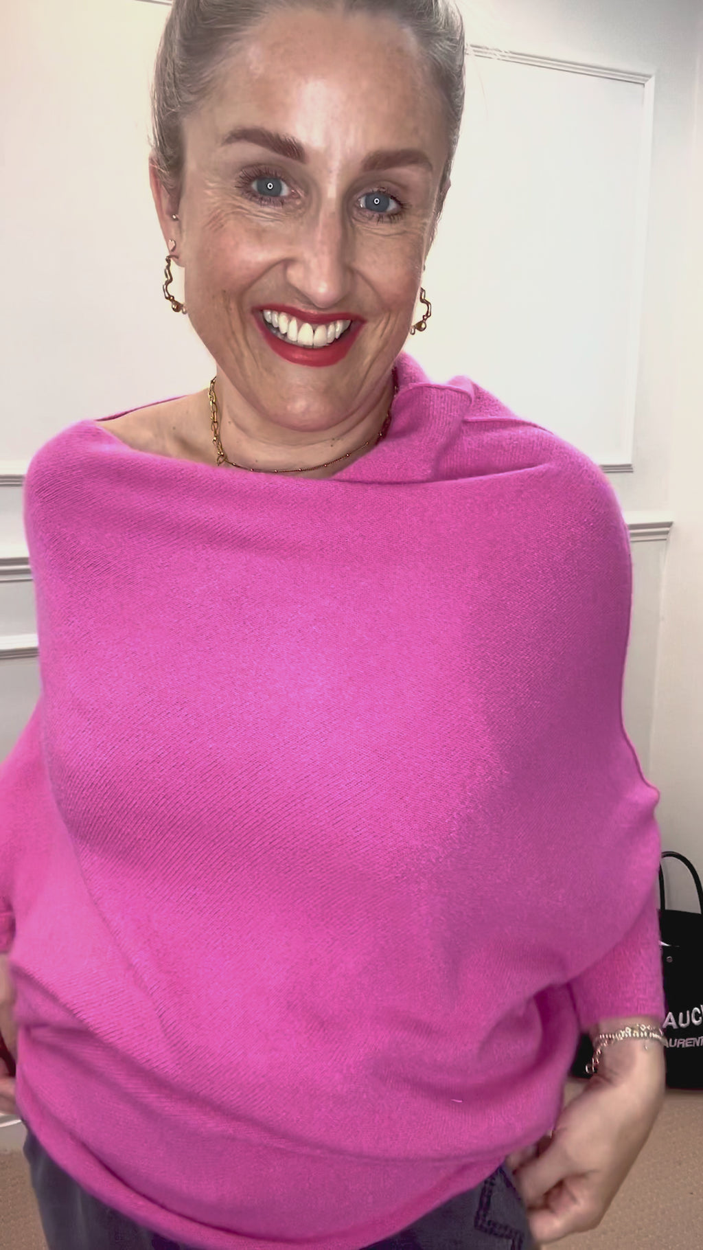 Asymmetric Knit, Cerise