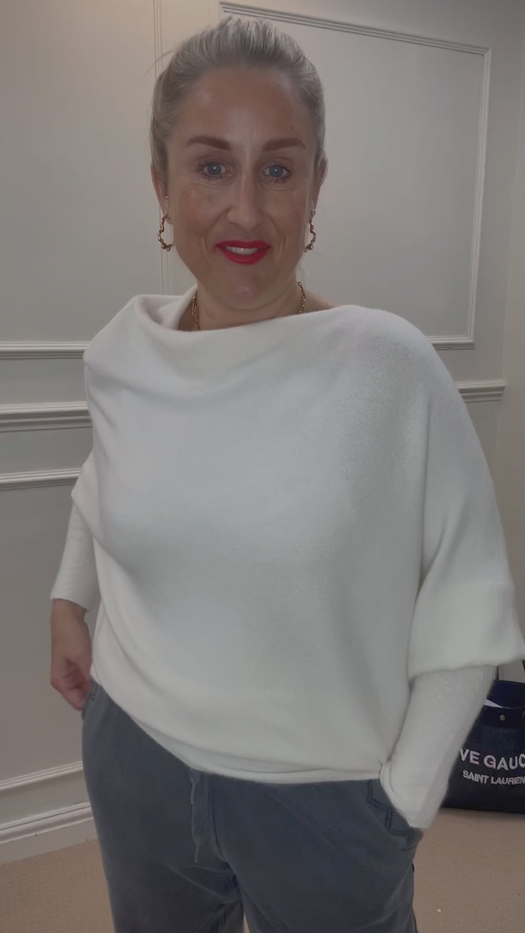 Asymmetric Knit, Cream