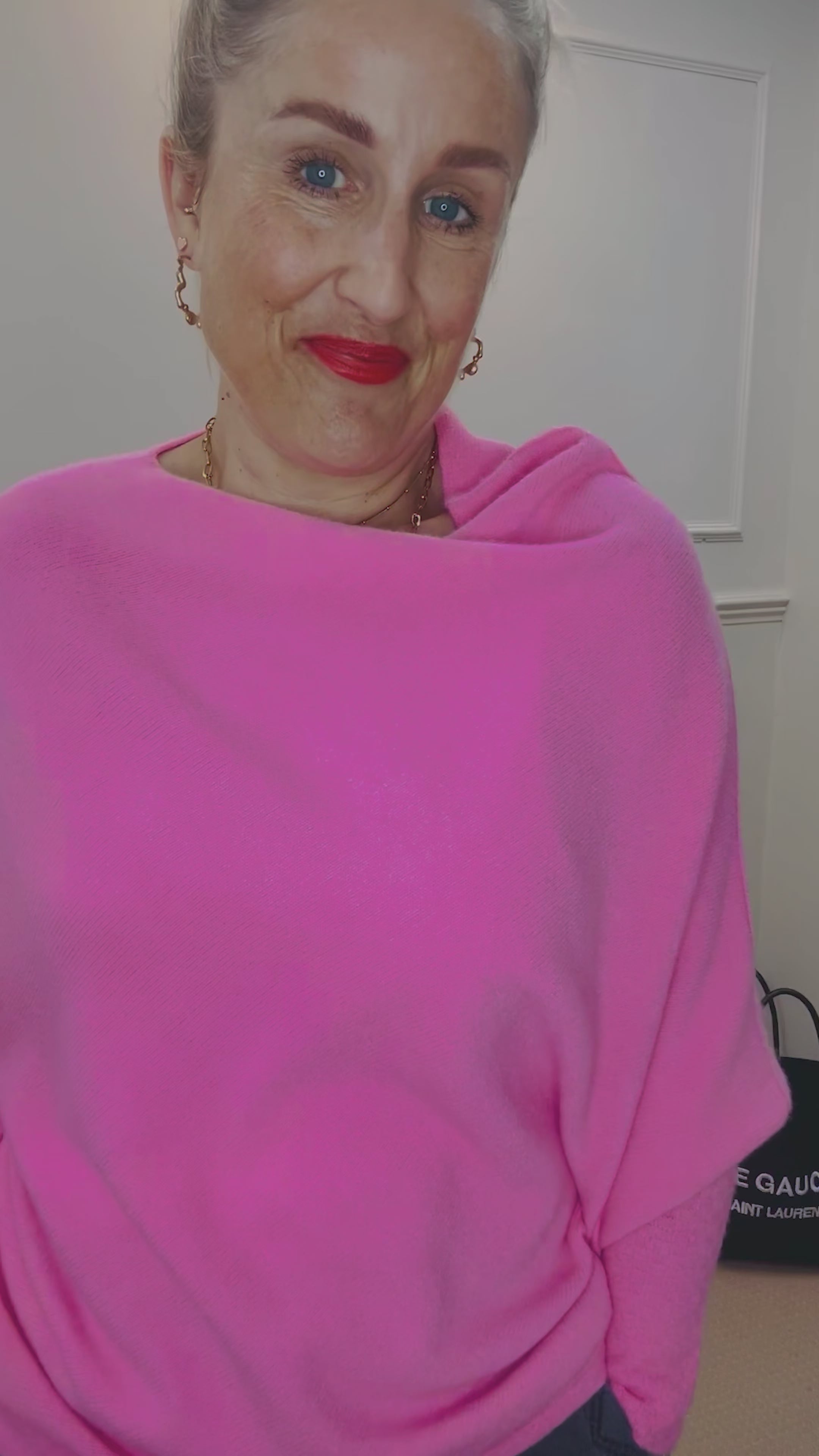 Asymmetric Knit, Barbie Pink