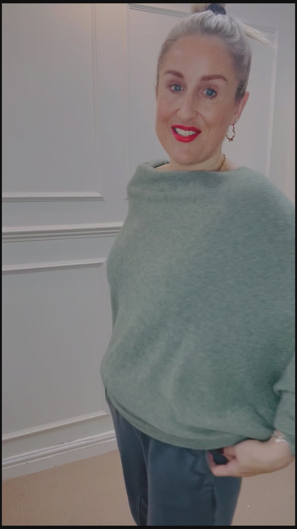 Asymmetric Knit, Moss Green