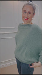 Asymmetric Knit, Moss Green