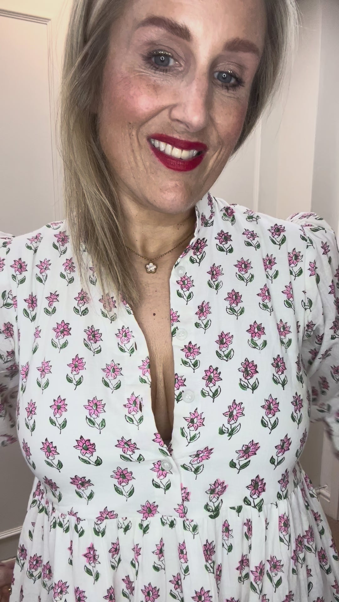 Eloise Cotton Dress, Rosewater Bloom