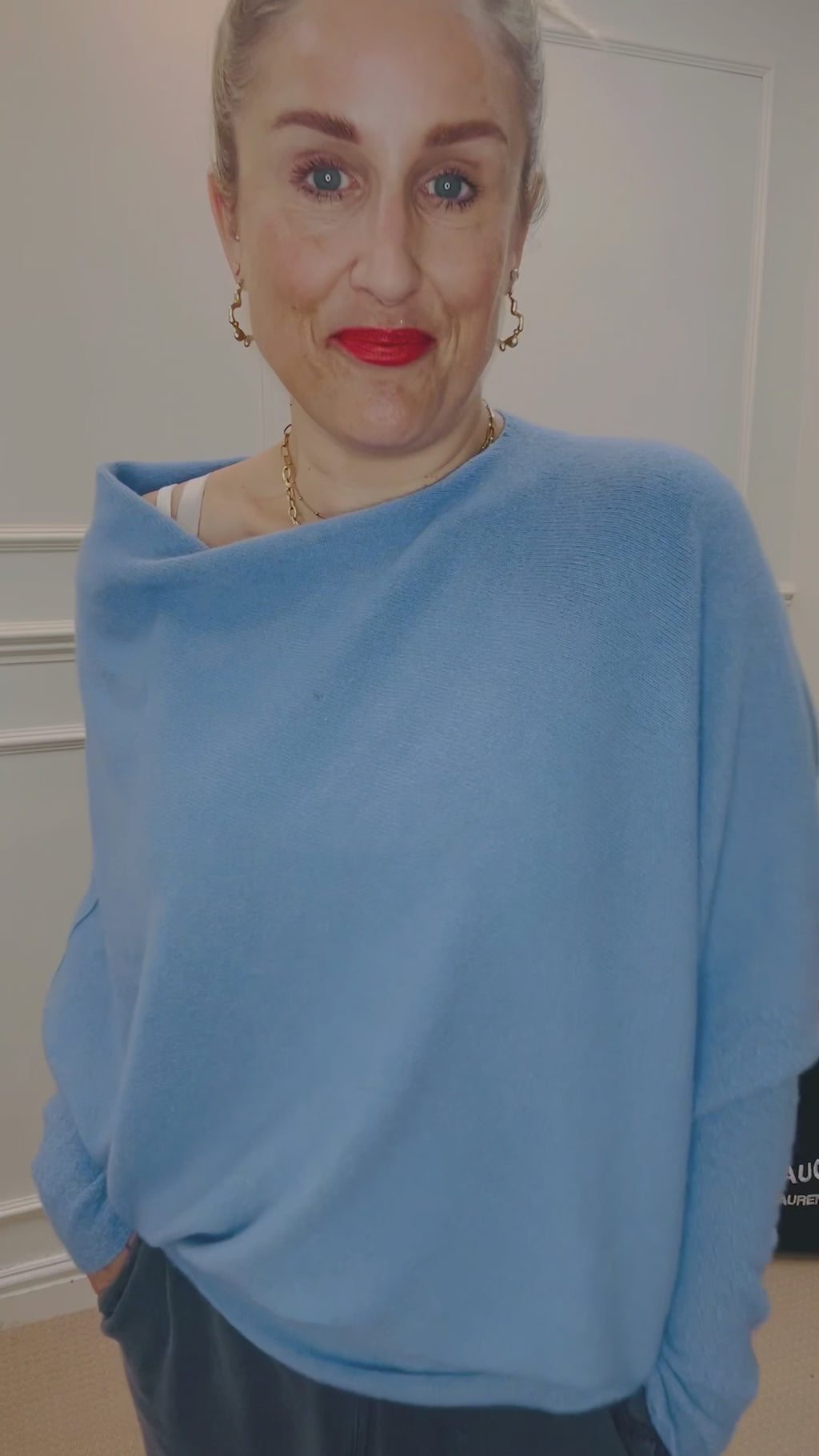 Asymmetric Knit, Cornflower Blue