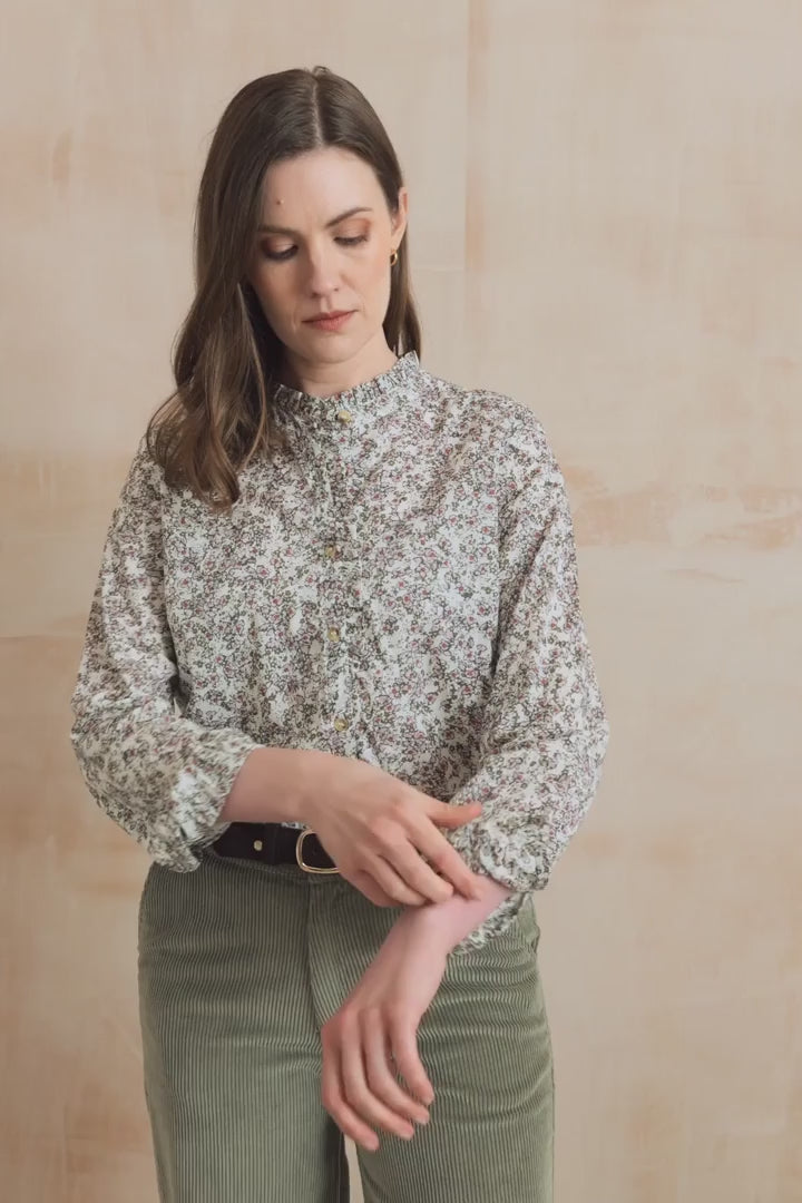 Rachel Organic Cotton Frill Blouse, Antique Pink