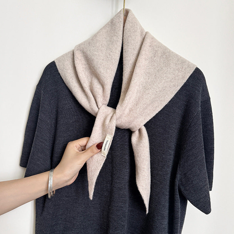 Wool Triangle Scarf, Stone, flat lay