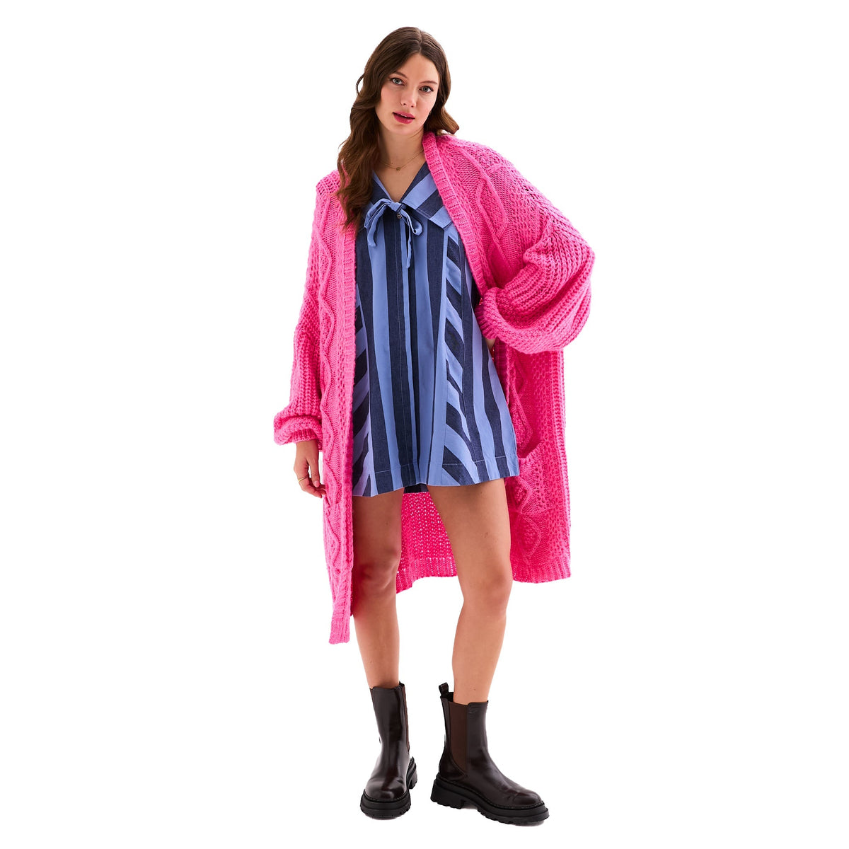 Stevie Maxi Cardigan, Hot Pink
