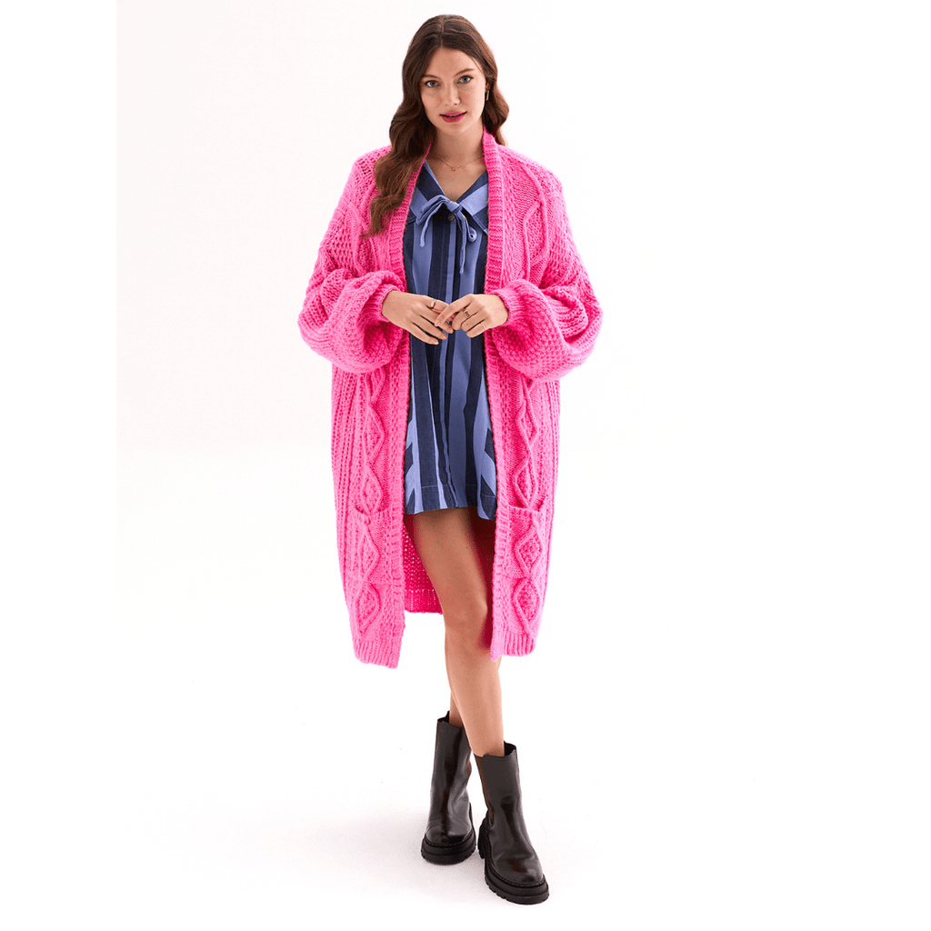 Stevie Maxi Cardigan, Hot Pink