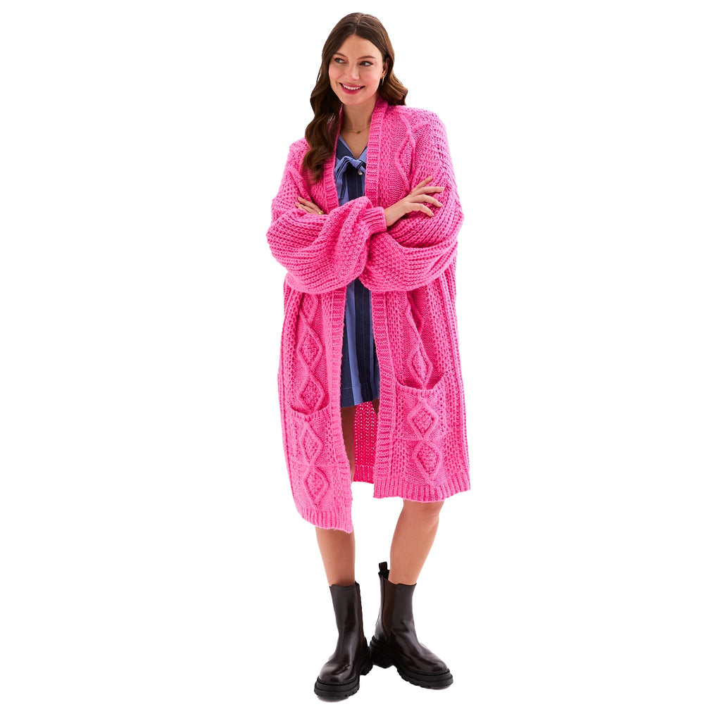 Stevie Maxi Cardigan, Hot Pink