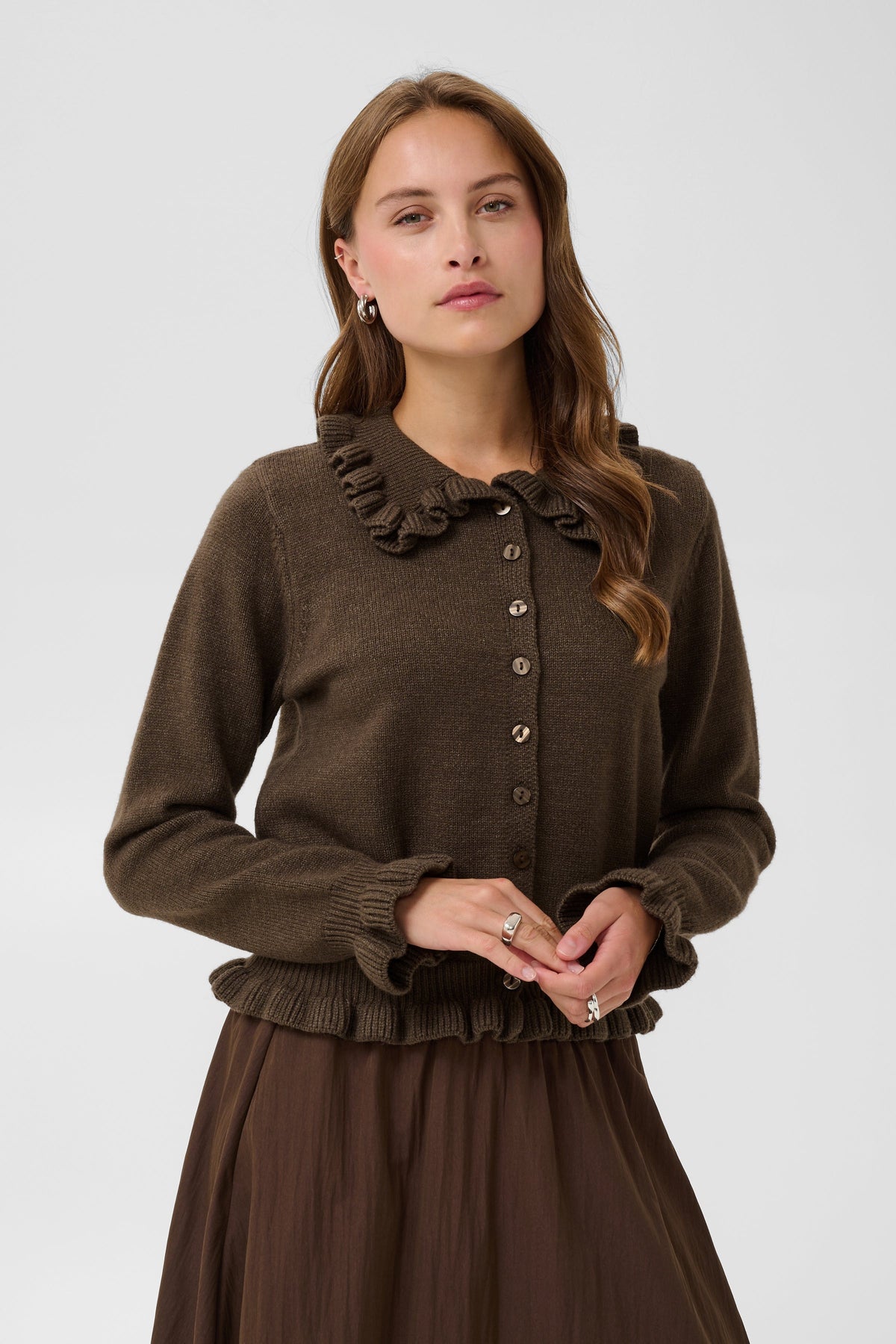 Uminasz Cardigan, Chocolate Brown Melange